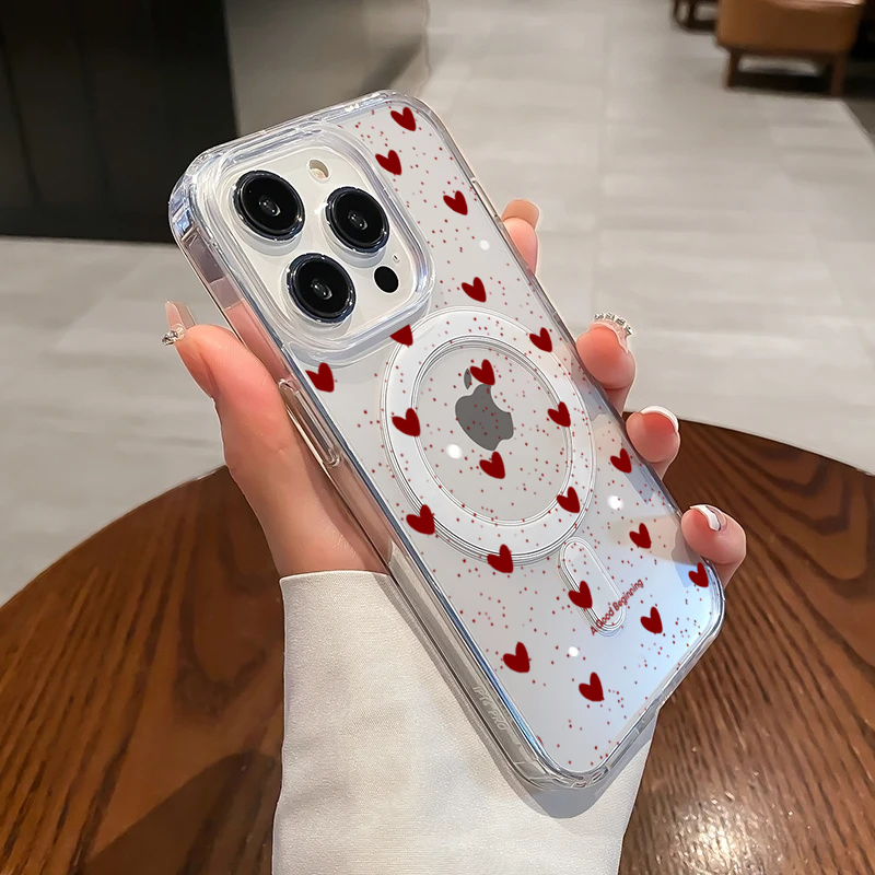 Phone Cases Durable - Coque en silicone transparente INS Red