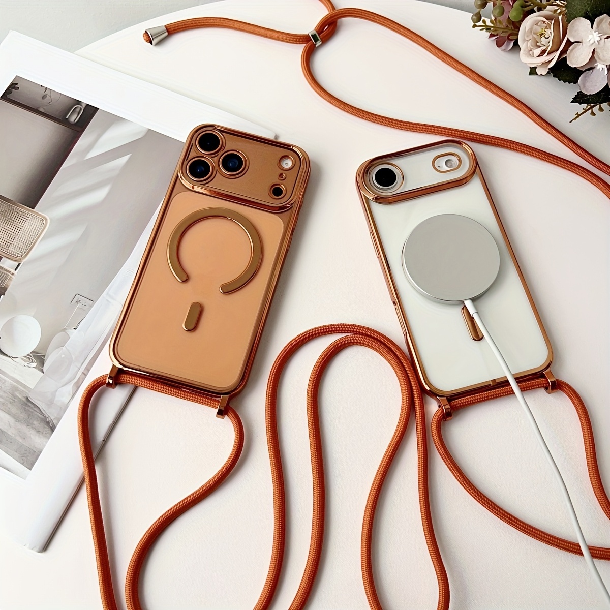 Luxury Plating Case - Étui de téléphone transparent magnétique pour