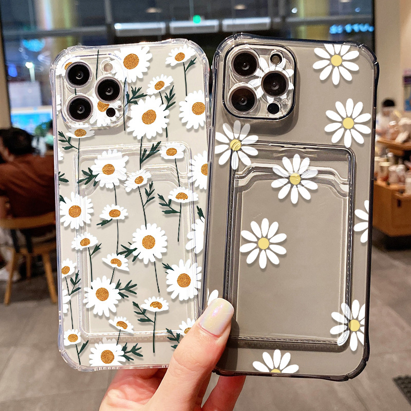 Phone Cases With Card Holder - Étui de téléphone motif marguerite pour