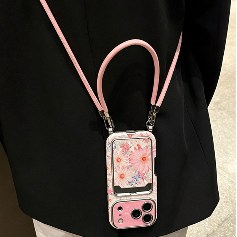 Phone Cases With Card Holder - Étui de téléphone en similicuir rose